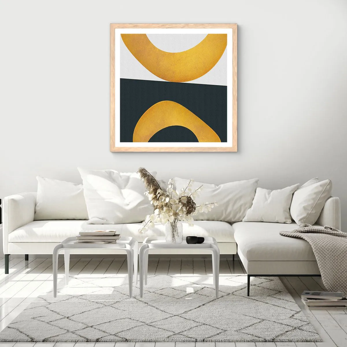 Poster in cornice rovere chiaro - Iniziamo dall'oro - 40x40 cm