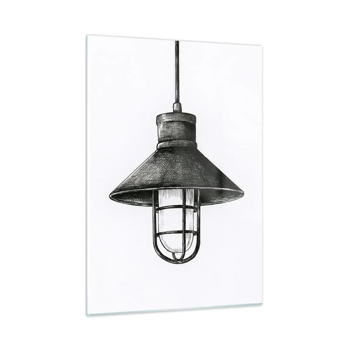 Quadro su vetro - Lampada a sospensione in stile industriale nero - 50x70cm - Come tanti anni fa... - Decorazione murale moderna per soggiorno e camera da letto ARTTOR