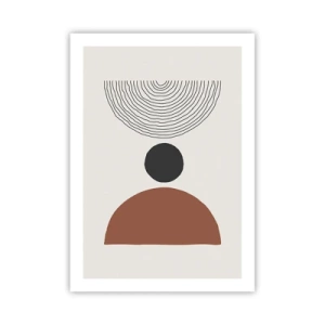 Poster - Motivo geometrico con semicerchio e linee su sfondo chiaro - 50x70cm - Al centro dell'attenzione - Decorazione murale moderna per soggiorno e camera da letto ARTTOR