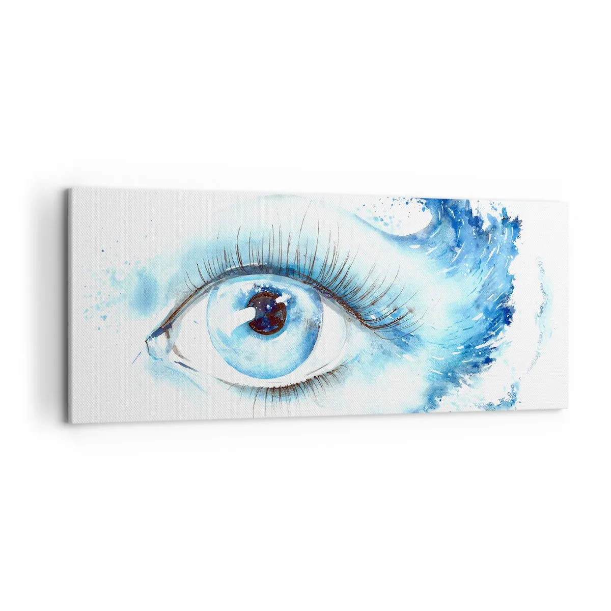 Quadro su tela - Stampe su Tela - Acquerello artistico di un occhio con un'onda dinamica - 120x50cm - Immergersi nell'azzurro dello sguardo - Decorazione murale moderna per soggiorno e camera da letto ARTTOR