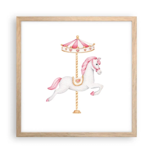 Poster in cornice rovere chiaro - Partito al galoppo. - 40x40 cm