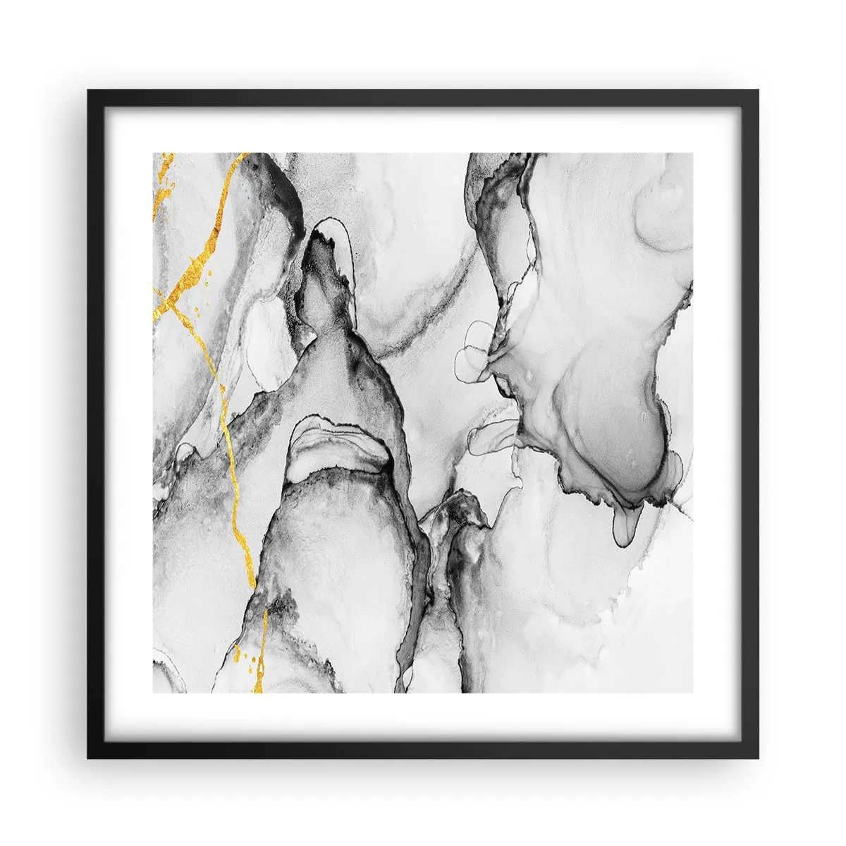 Poster in cornice nera - Composizione con motivo d'oro - 50x50 cm