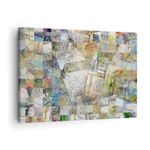 Quadro su tela - Stampe su Tela - Astrazione colorata con forme e linee geometriche - 70x50cm - Rimpasto geometrico - Decorazione murale moderna per soggiorno e camera da letto ARTTOR