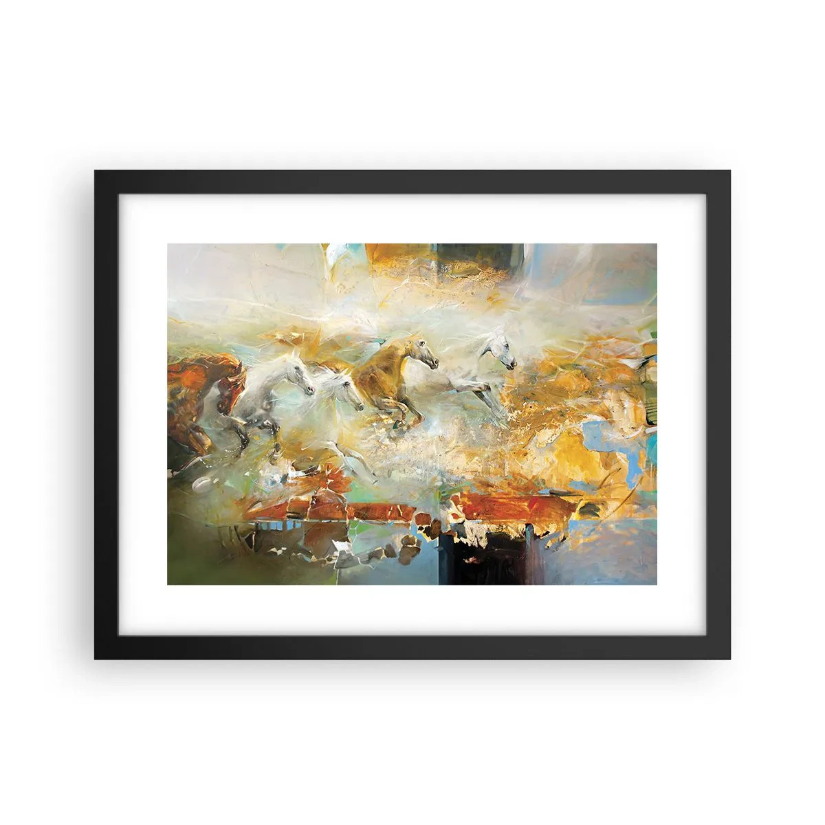 Poster in cornice nera - Al galoppo attraverso la luce - 40x30 cm