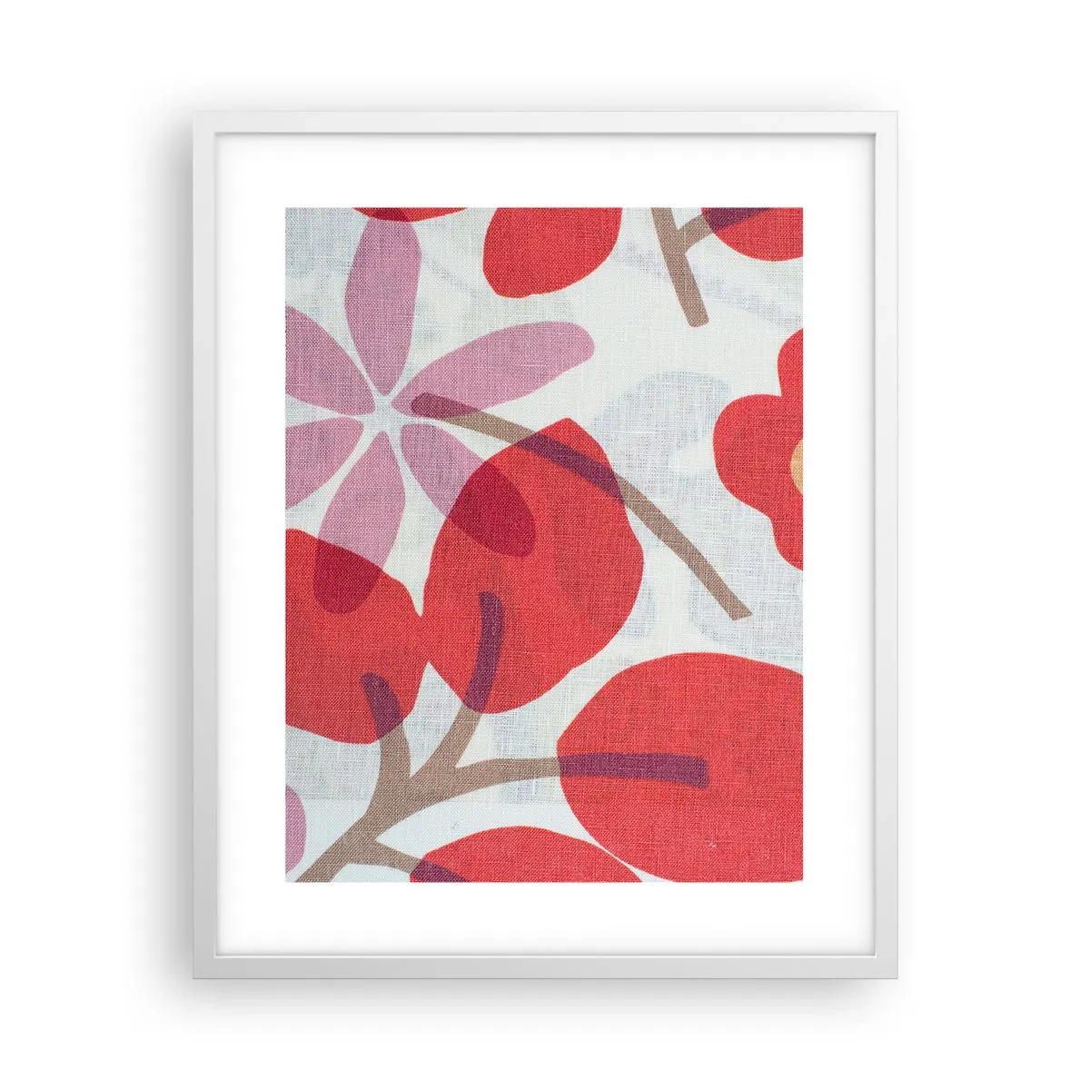 Poster in cornice bianca - Composizione di fiori in rosa - 40x50 cm
