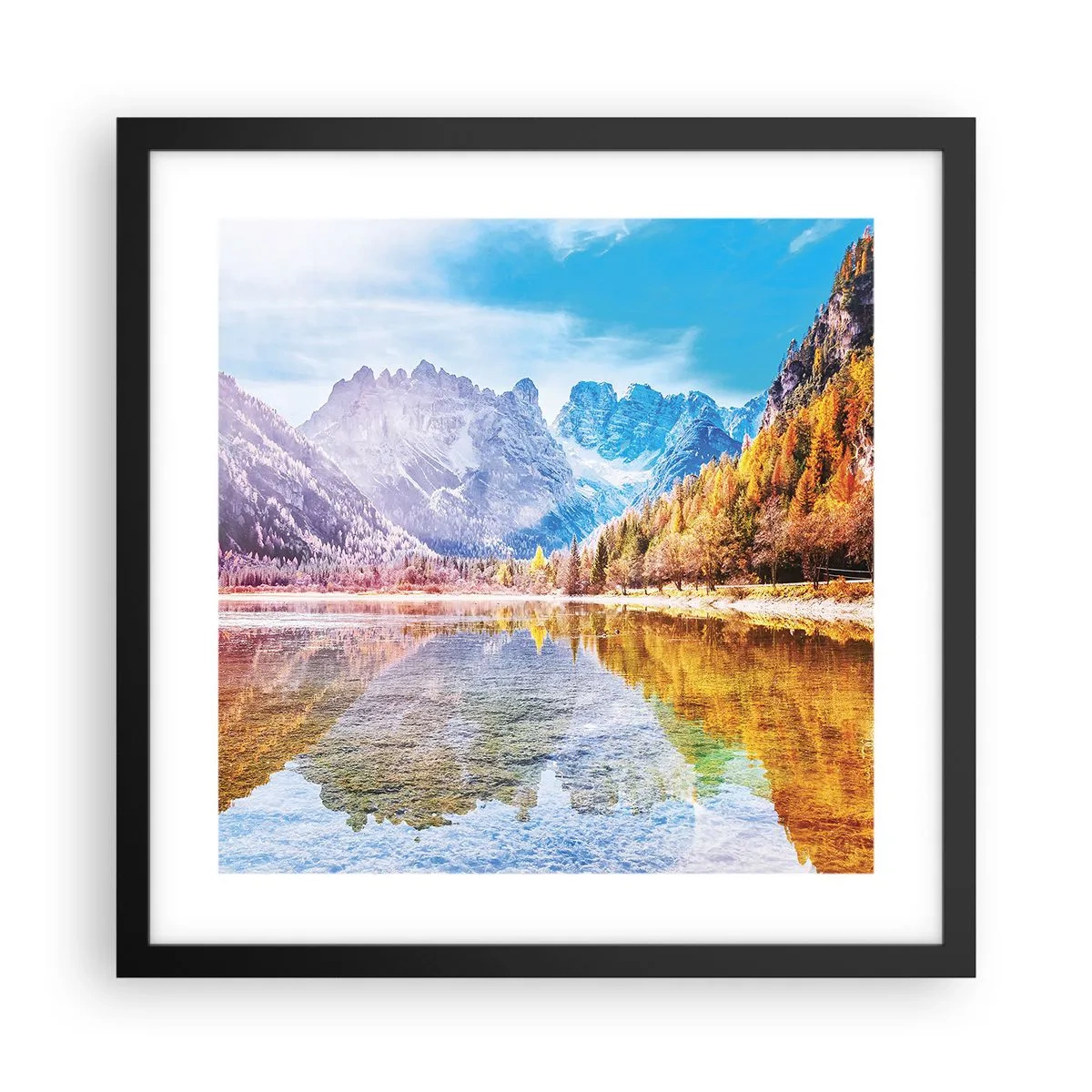 Poster in cornice nera - E nei monti è già autunno - 40x40 cm