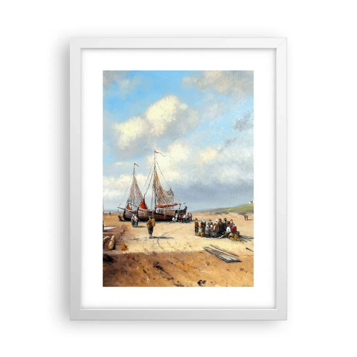 Poster in cornice bianca - Dopo una buona pesca - 30x40 cm