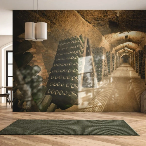 Fotomurali Standard Eco - Nascita del sapore - Gastronomia, Una bottiglia di vino, Cantina - 300x210 cm