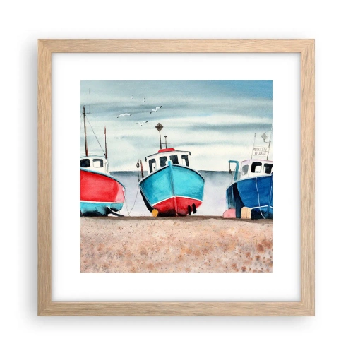 Poster in cornice rovere chiaro - Pronte alla pesca - 30x30 cm