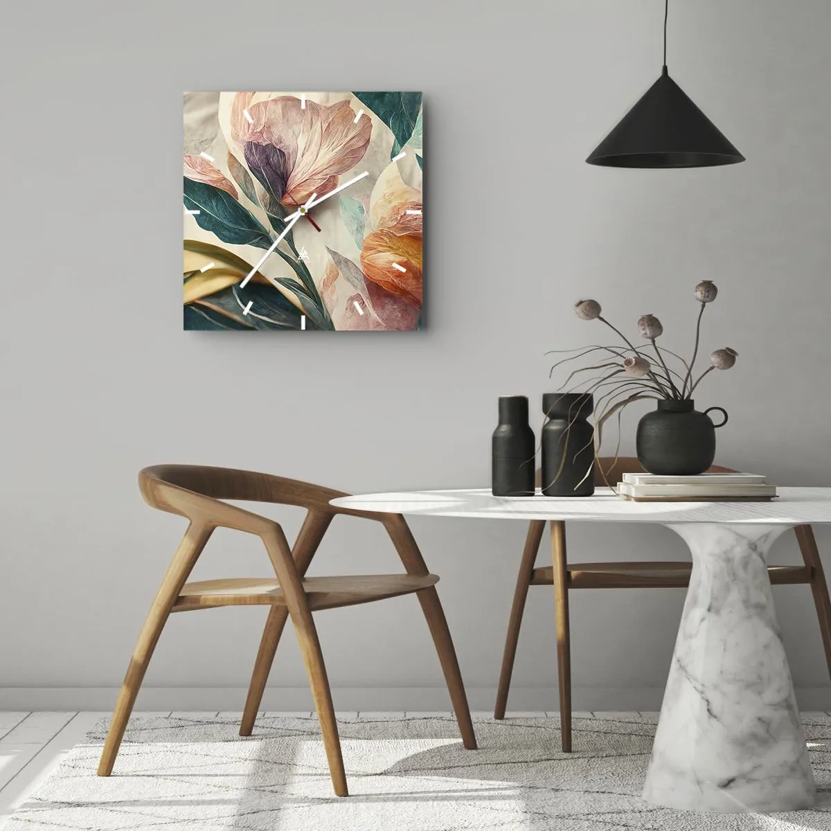 Orologio da parete - Orologio in Vetro - I fiori delle isole del sud - 40x40 cm