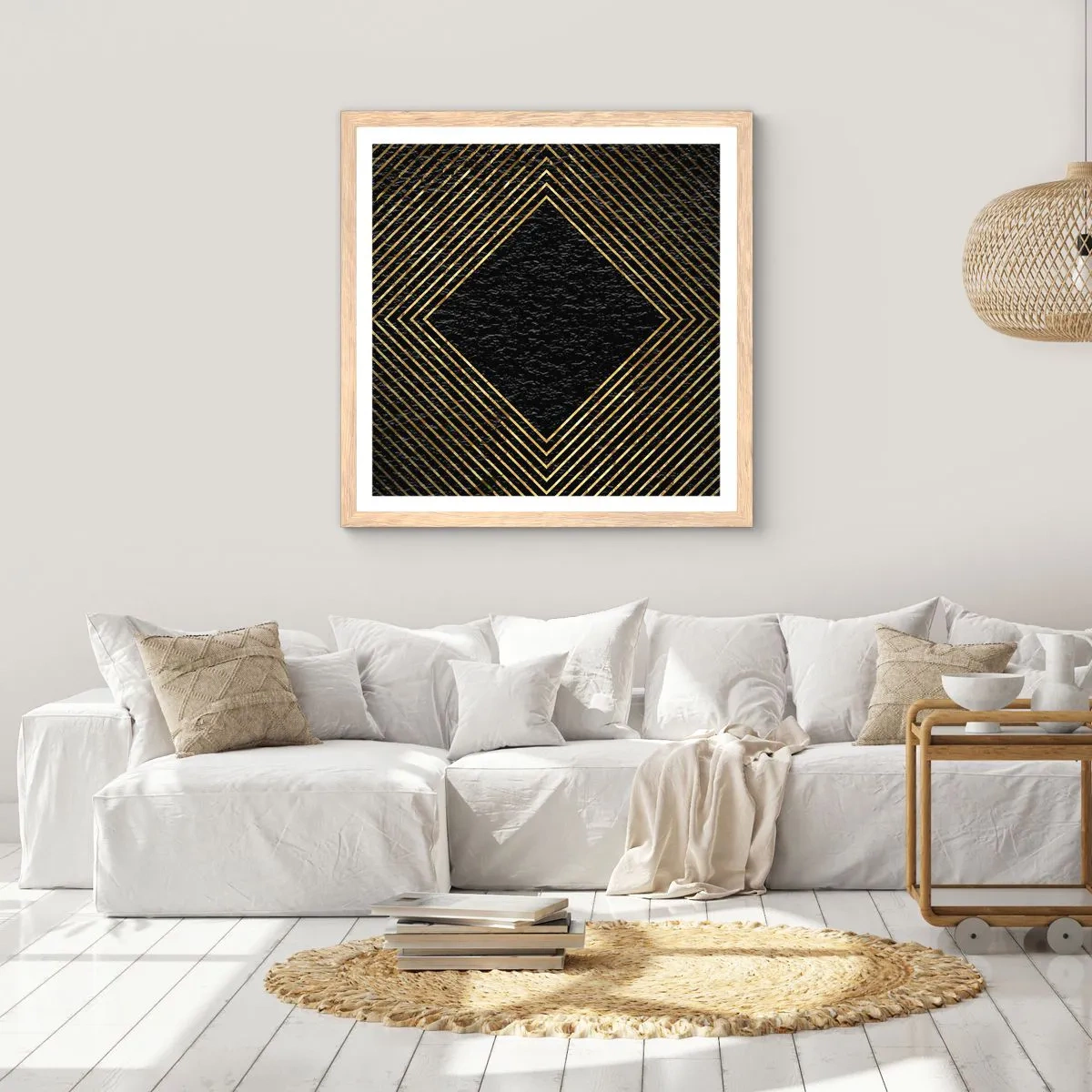 Poster in cornice rovere chiaro - Geometria in stile glamour - 40x40 cm