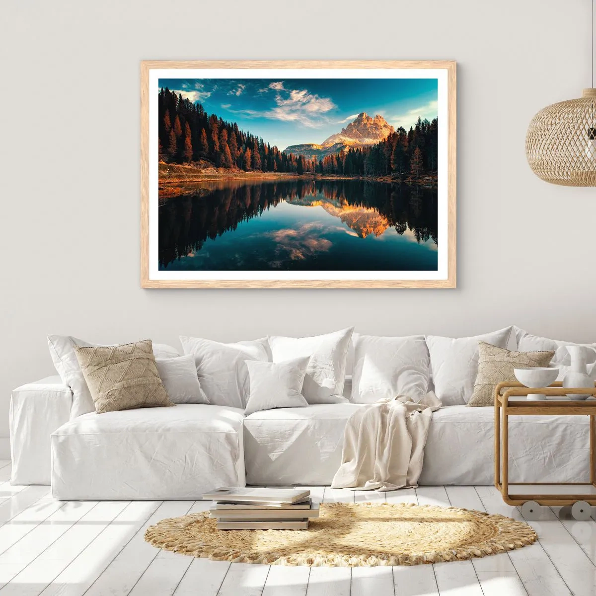 Poster in cornice rovere chiaro - Paesaggio doppio - 100x70 cm