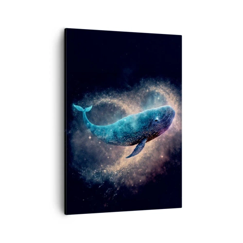 Quadro su tela - Stampe su Tela - Una balena spaziale con una galassia sullo sfondo - 50x70cm - Esiste un mondo... - Decorazione murale moderna per soggiorno e camera da letto ARTTOR
