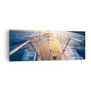 Quadro su tela - Stampe su Tela - Yacht in mare durante il tramonto - 140x50cm - Correndo sulle onde - Decorazione murale moderna per soggiorno e camera da letto ARTTOR