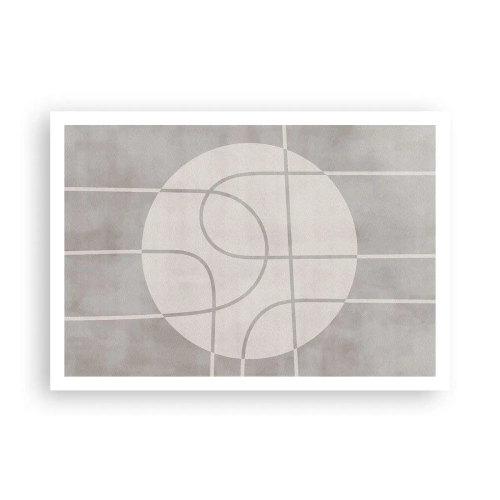 Poster - Motivo geometrico nei toni del grigio e del bianco - 100x70cm - Tondo e dritto - Decorazione murale moderna per soggiorno e camera da letto ARTTOR