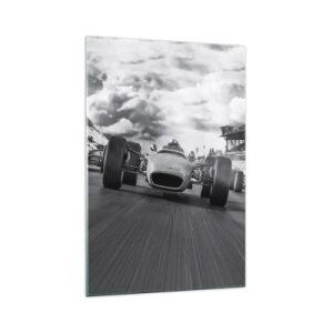 Quadro su vetro - Gara di auto d'epoca in movimento - 70x100cm - C'è la forza! - Decorazione murale moderna per soggiorno e camera da letto ARTTOR