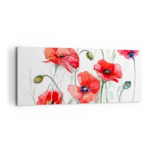 Quadro su tela - Stampe su Tela - Papaveri acquerellati su uno sfondo delicato - 120x50cm - Fiori polacchi - Decorazione murale moderna per soggiorno e camera da letto ARTTOR