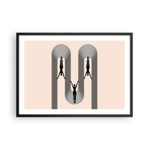 Poster in cornice nera - Silhouette geometriche su sfondo beige - 70x50cm - Sottosopra - Decorazione murale moderna per soggiorno e camera da letto ARTTOR