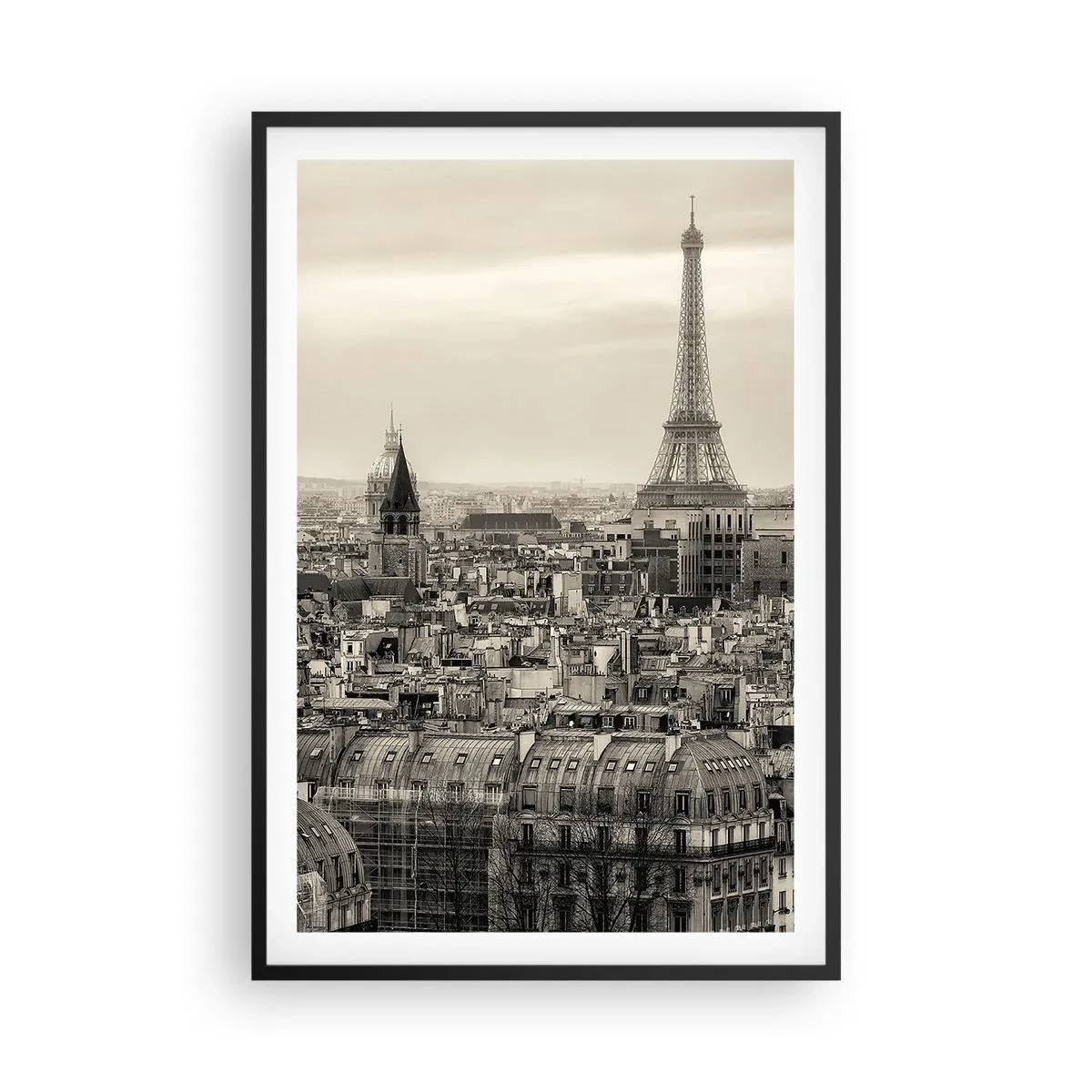 Poster in cornice nera - Sui tetti di Parigi - 61x91 cm