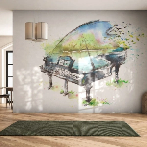 Fotomurali Standard Eco - Incantato nella musica - Pianoforte, Astrazione, Musica - 300x210 cm