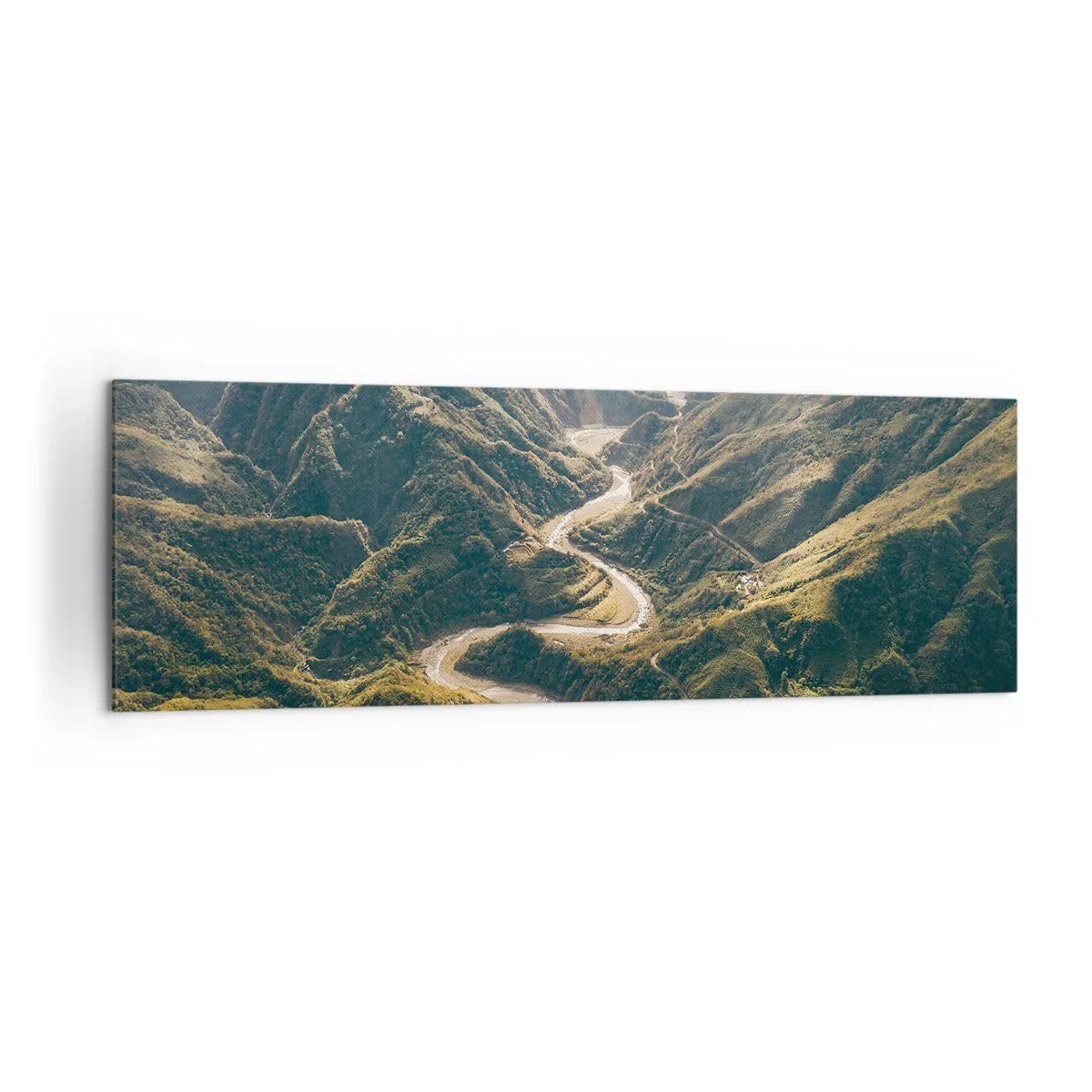 Quadro su tela - Stampe su Tela - Un paesaggio montano con una strada tortuosa tra verdi colline - 160x50cm - Direttamente dal cuore dei monti - Decorazione murale moderna per soggiorno e camera da letto ARTTOR