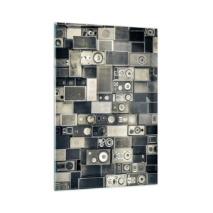 Quadro su vetro - Collezione di altoparlanti in stile retrò - 80x120cm - Armonia di suoni - Decorazione murale moderna per soggiorno e camera da letto ARTTOR
