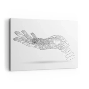 Quadro su tela - Stampe su Tela - Un'illustrazione minimalista di una mano composta da punti neri su sfondo bianco. - 100x70cm - Mano elastica - Decorazione murale moderna per soggiorno e camera da letto ARTTOR
