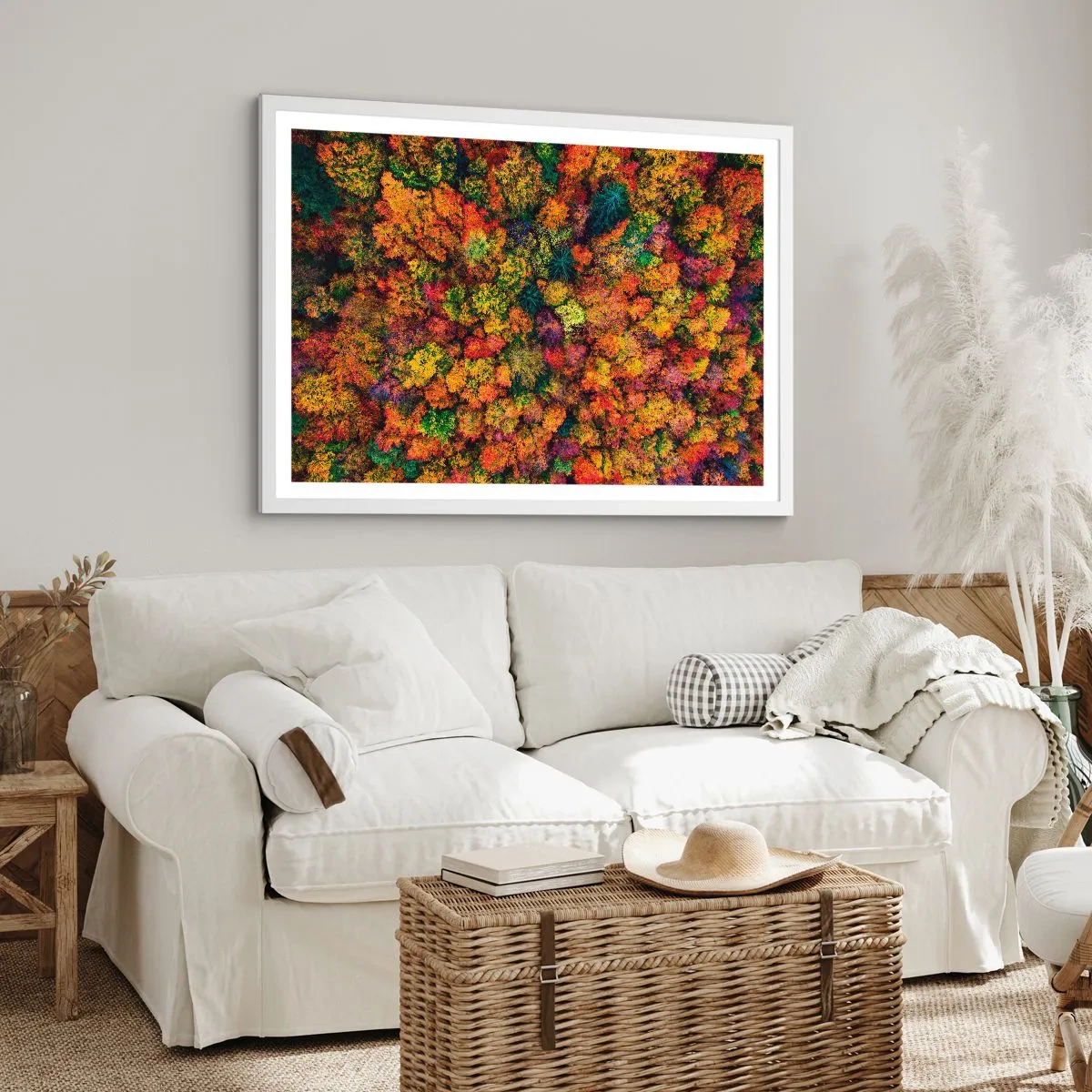 Poster in cornice bianca - Il bouquet degli alberi d'autunno - 91x61 cm