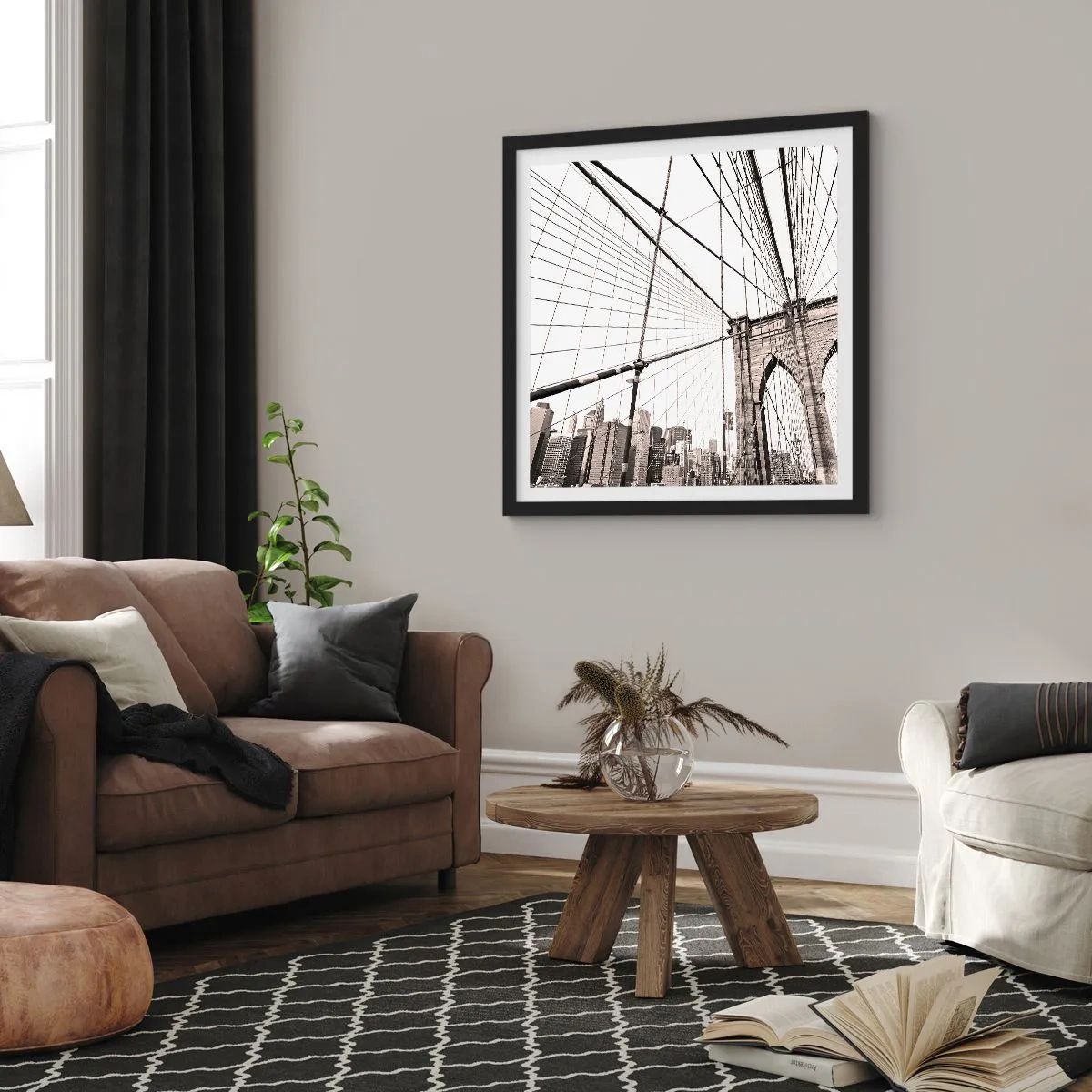 Poster in cornice nera - La cattedrale di New York - 60x60 cm