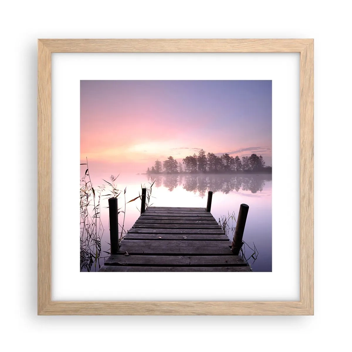 Poster in cornice rovere chiaro - Nebbia color lilla - 30x30 cm