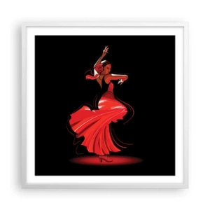 Poster in cornice bianca - Lo spirito focoso del flamenco - 60x60 cm
