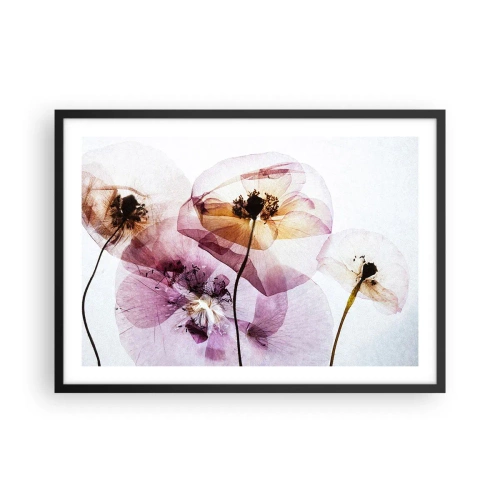 Poster in cornice nera - Delicati fiori trasparenti in tonalità pastello - 70x50cm - Fiori trasparenti - Decorazione murale moderna per soggiorno e camera da letto ARTTOR