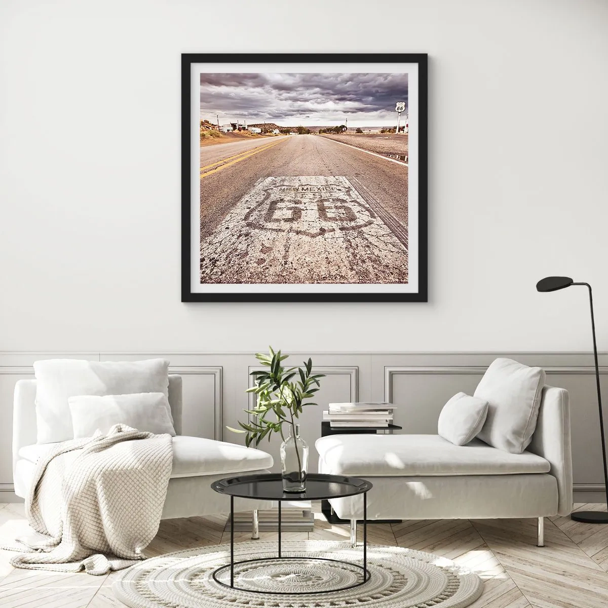 Poster in cornice nera - La Route 66: una leggenda americana - 40x40 cm