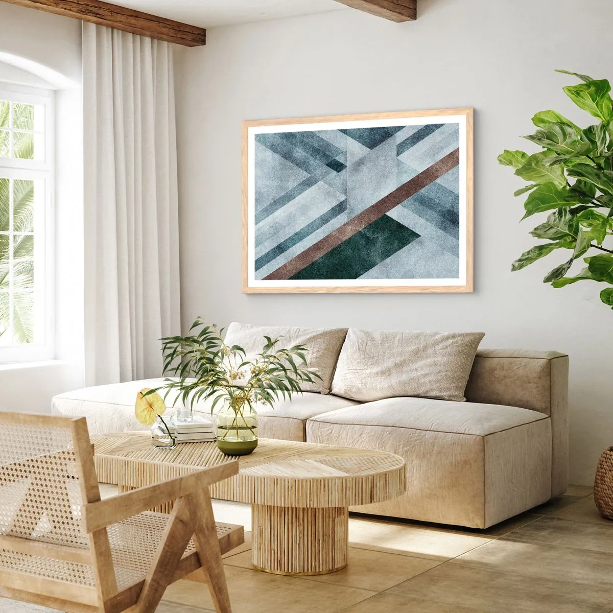 Poster in cornice rovere chiaro - La ricercata eleganza della geometria - 70x50 cm