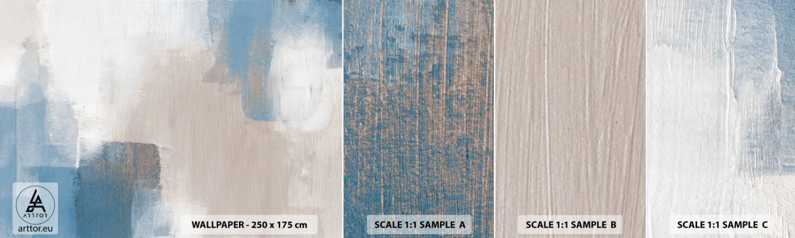 Campione di Fotomurale Adesivo Deluxe Sticker - Astrazione rosa coperta dal blu - Pezzo, Contemporaneo, Vernici - 100x30 cm