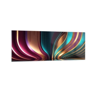 Quadro su vetro - Astrazione futuristica con colori intensi e curve - 140x50cm - Architettura di luce - Decorazione murale moderna per soggiorno e camera da letto ARTTOR