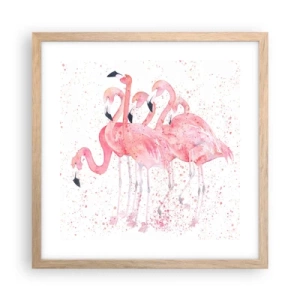 Poster in cornice rovere chiaro - Gruppo in rosa - 40x40 cm