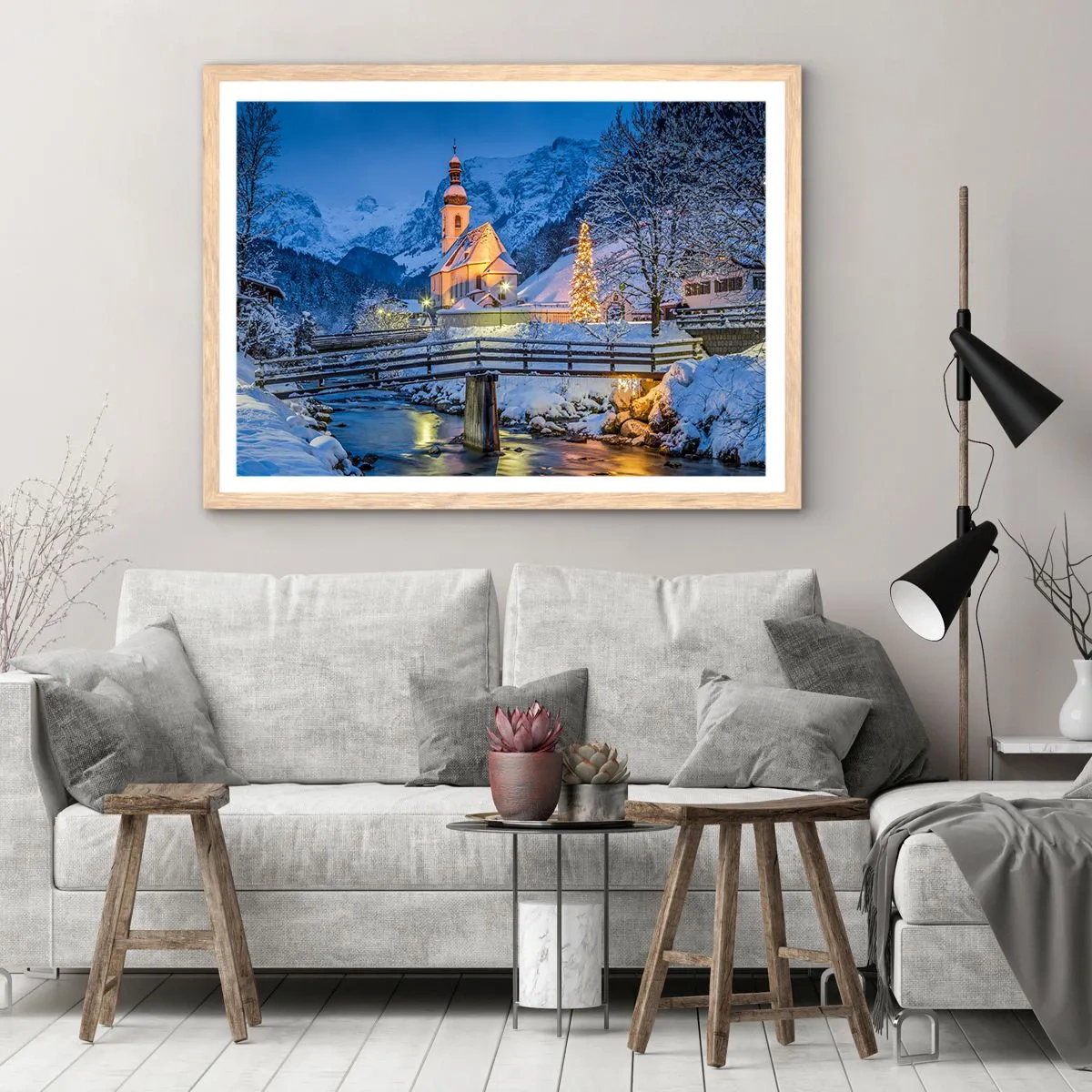 Poster in cornice rovere chiaro - Lo spirito di Natale - 70x50 cm