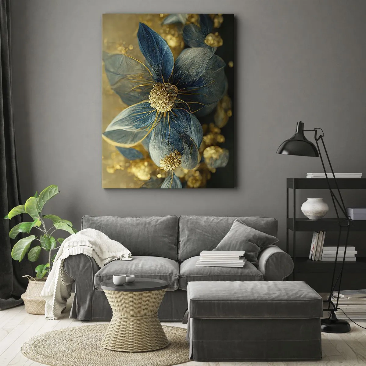 Quadro su tela - Stampe su Tela - Fiorire d'oro - 55x100 cm