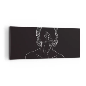 Quadro su tela - Stampe su Tela - Silhouette minimalista di una donna su sfondo nero - 120x50cm - Il bello emerge nel silenzio - Decorazione murale moderna per soggiorno e camera da letto ARTTOR