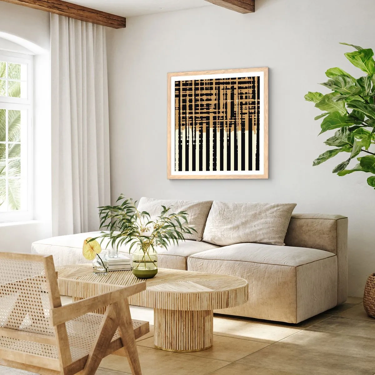 Poster in cornice rovere chiaro - Astrazione architettonica - 50x50 cm