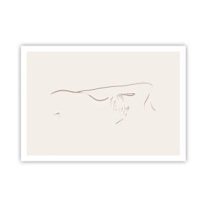 Poster - Un disegno lineare e sottile di una silhouette su uno sfondo chiaro - 100x70cm - La forma del desiderio - Decorazione murale moderna per soggiorno e camera da letto ARTTOR