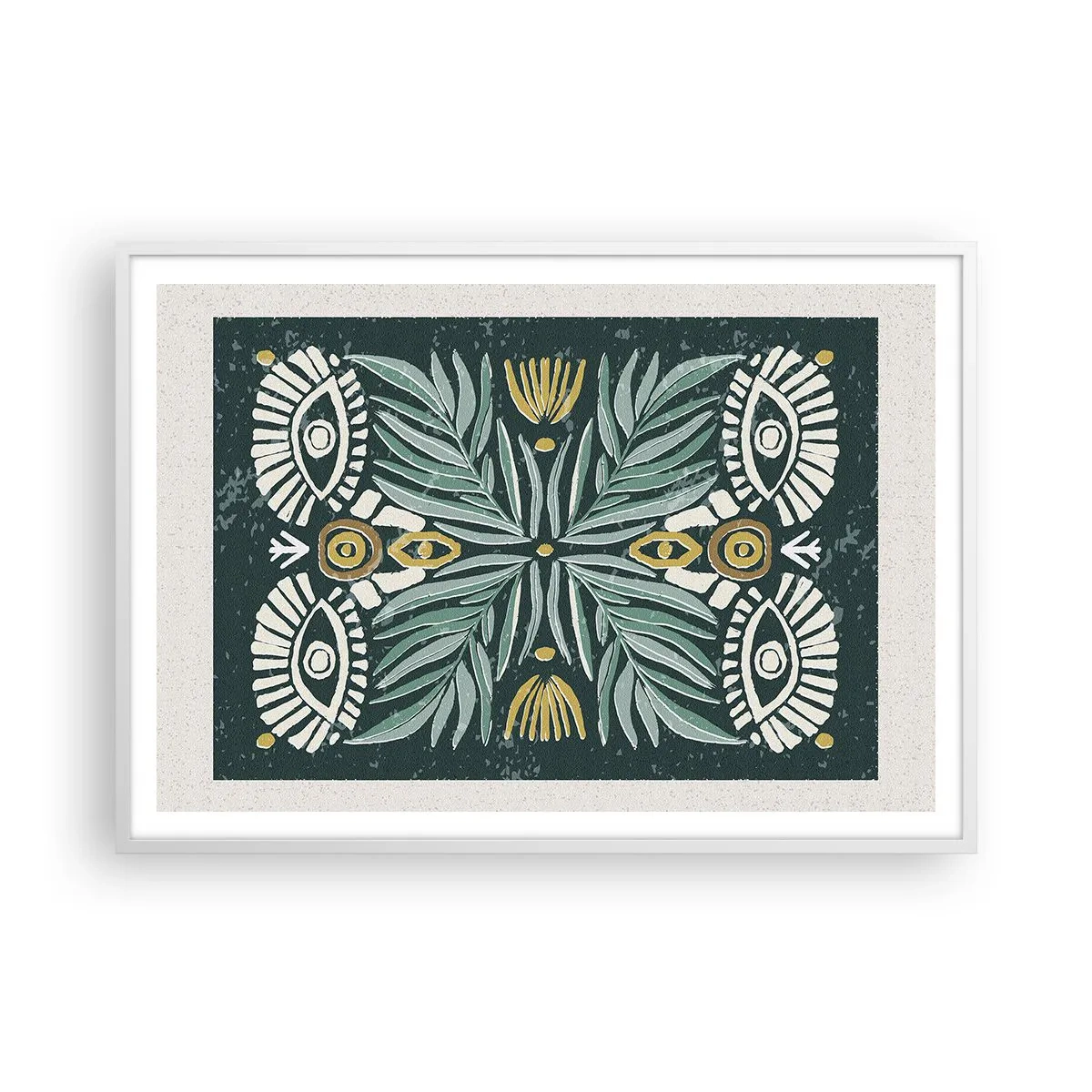 Poster in cornice bianca - Geometrie di arte popolare - 100x70 cm