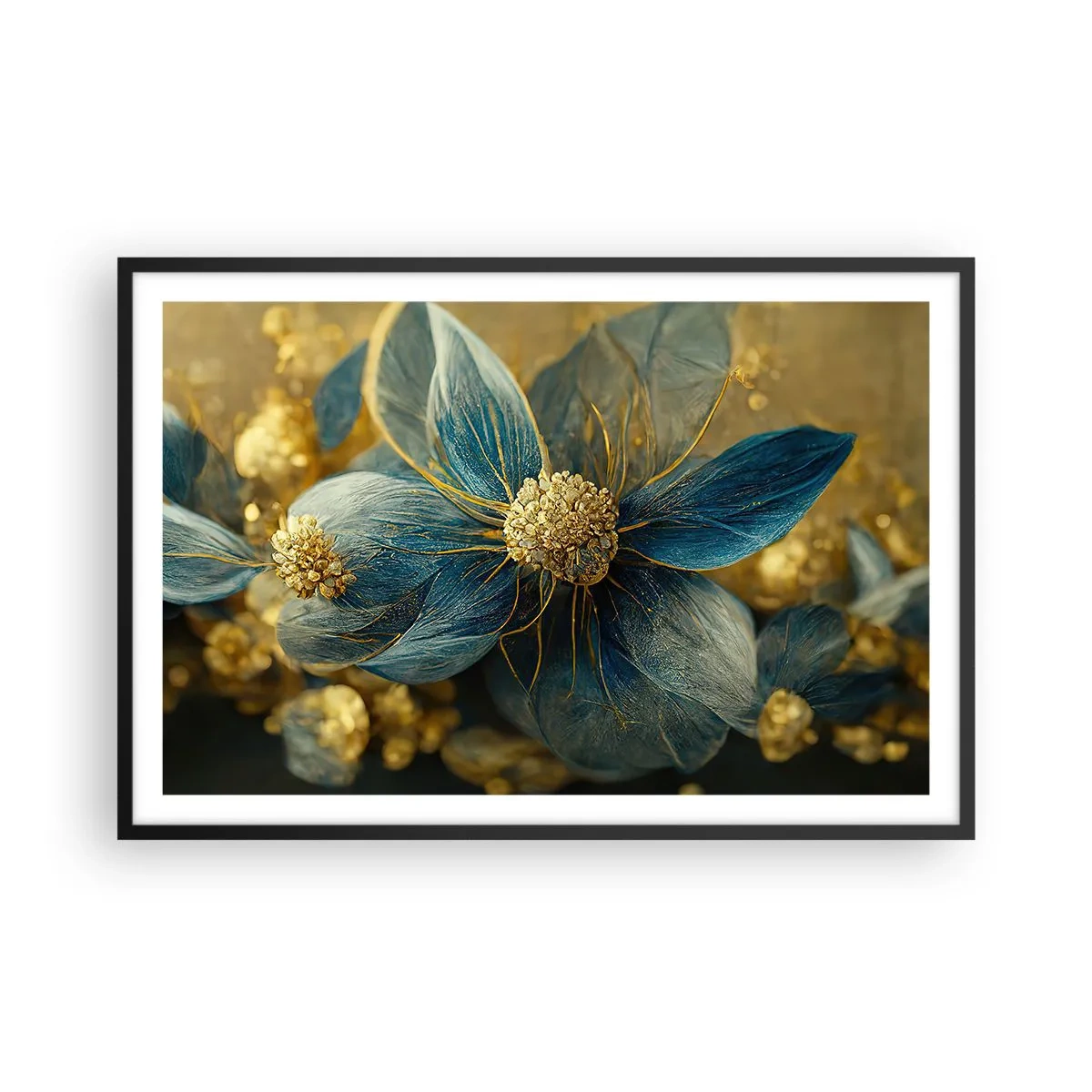 Poster in cornice nera - Fiorire d'oro - 91x61 cm