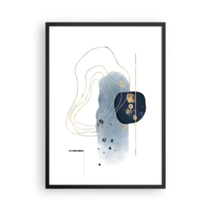 Poster in cornice nera - Una moderna composizione astratta nei toni del blu e dell'oro. - 50x70cm - Fantasia blu e oro - Decorazione murale moderna per soggiorno e camera da letto ARTTOR
