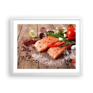 Poster in cornice bianca - Avventura norvegese in cucina - 50x40 cm