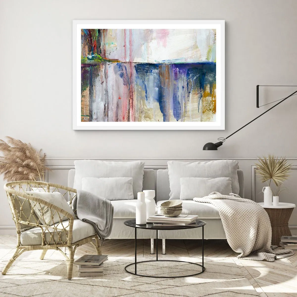 Poster in cornice bianca - Impressioni e suggestioni colorate - 100x70 cm