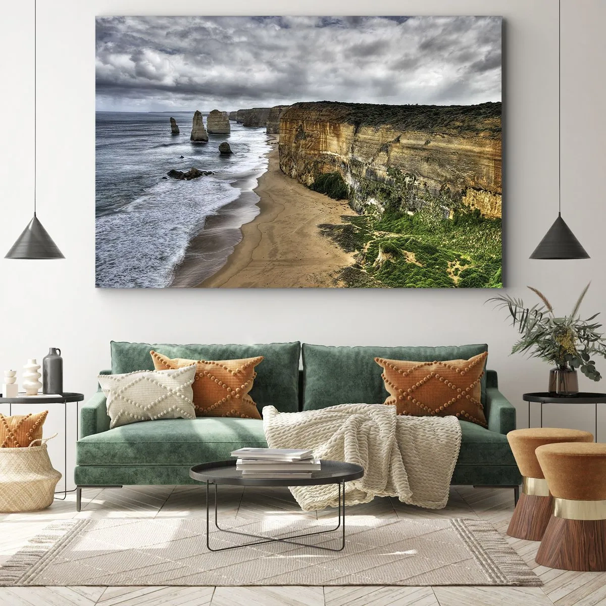 Quadro su tela - Stampe su Tela - Costa rocciosa con spiaggia e formazioni rocciose - 100x70cm - Bellezza selvatica - Decorazione murale moderna per soggiorno e camera da letto ARTTOR