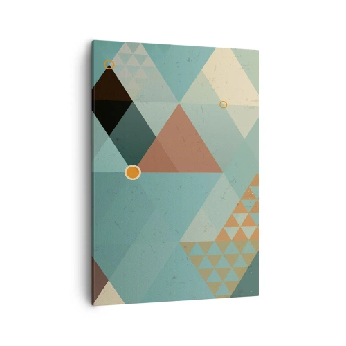 Quadro su tela - Stampe su Tela - Motivi geometrici nei toni del turchese e del marrone - 50x70cm - Unità della molteplicità, molteplicità dell'unità - Decorazione murale moderna per soggiorno e camera da letto ARTTOR