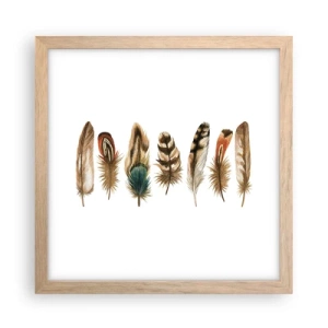 Poster in cornice rovere chiaro - Composizione di piume - 30x30 cm